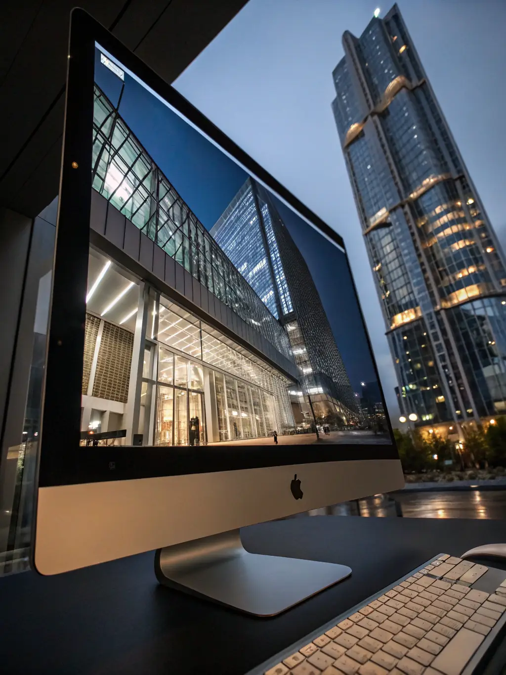 A high-resolution image of a modern building's facade, highlighting the aesthetic and functional aspects evaluated during a building review project.