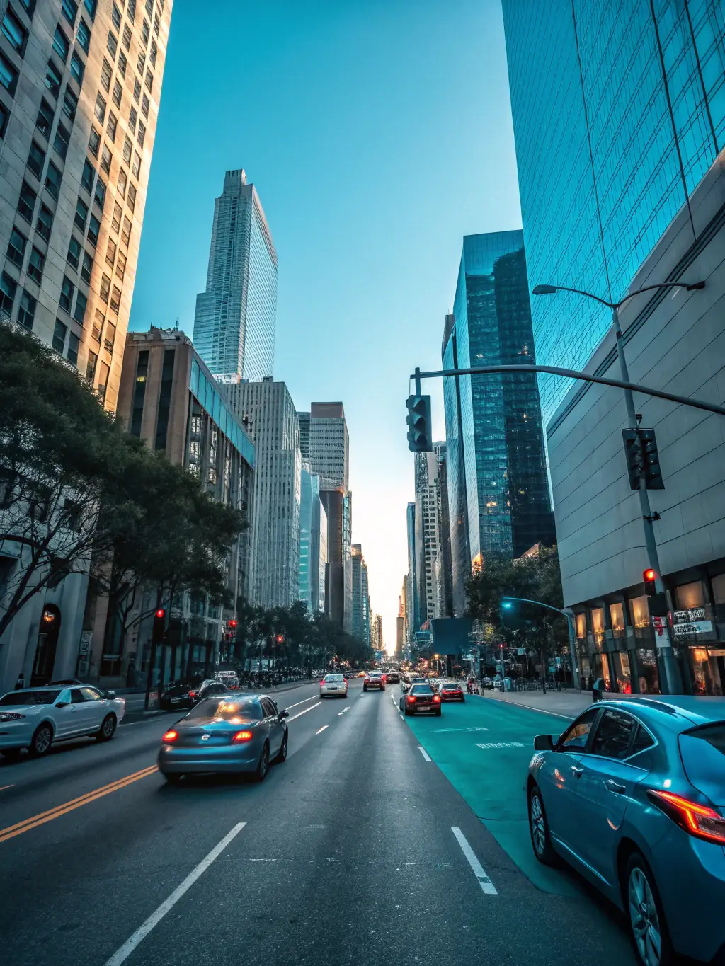 A high-angle, detailed architectural rendering showcasing a meticulously planned urban intersection, emphasizing geometric precision and efficient traffic flow, set against a backdrop of modern buildings with clean lines.