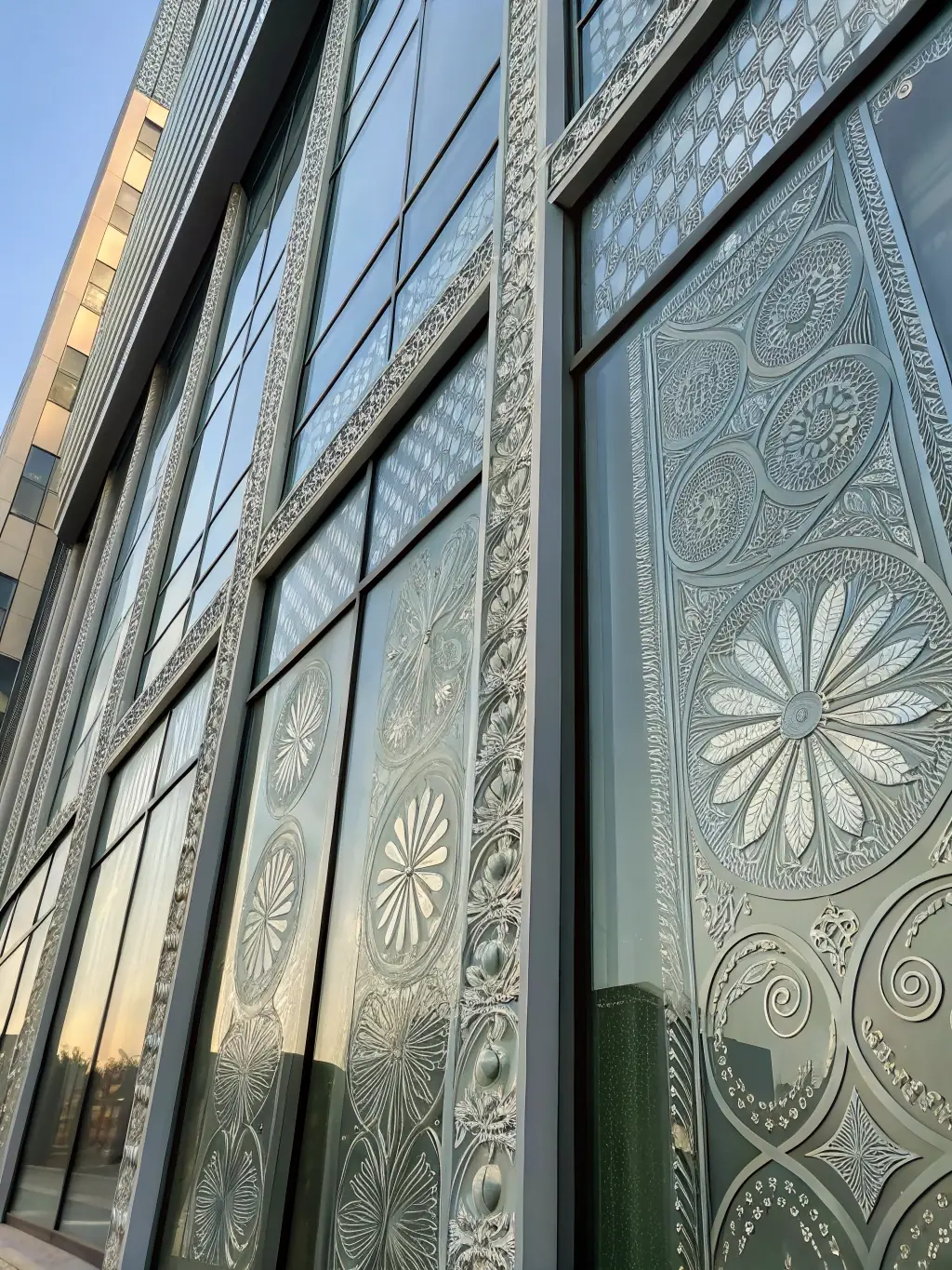 A sleek, modern building with sharp lines and innovative structural elements, exemplifying cutting-edge architecture.