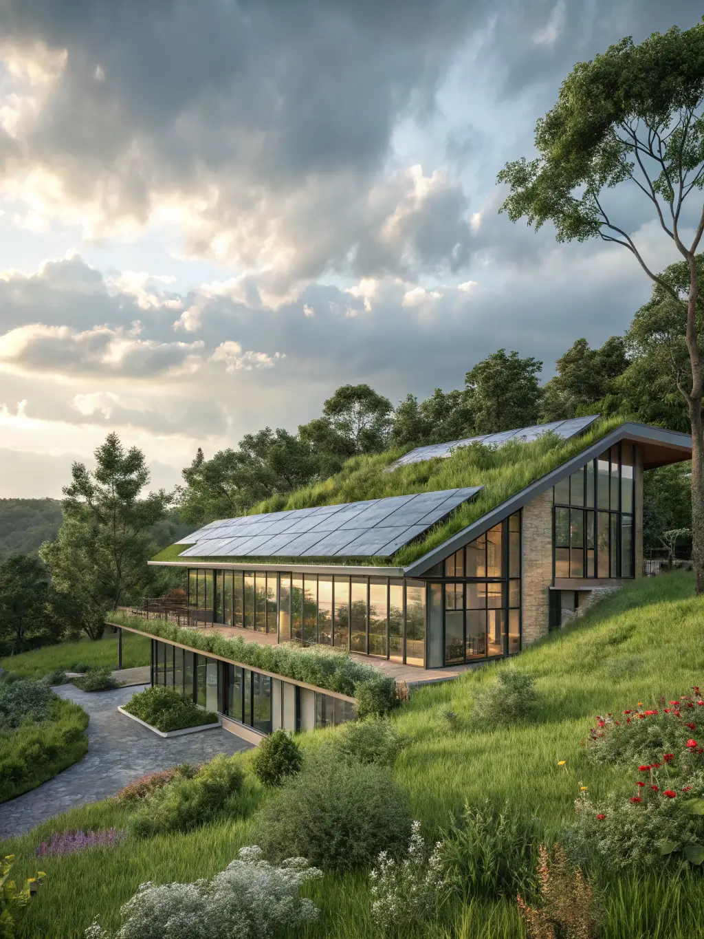 A conceptual rendering of an urban development project, illustrating the integration of sustainable practices and innovative design elements.