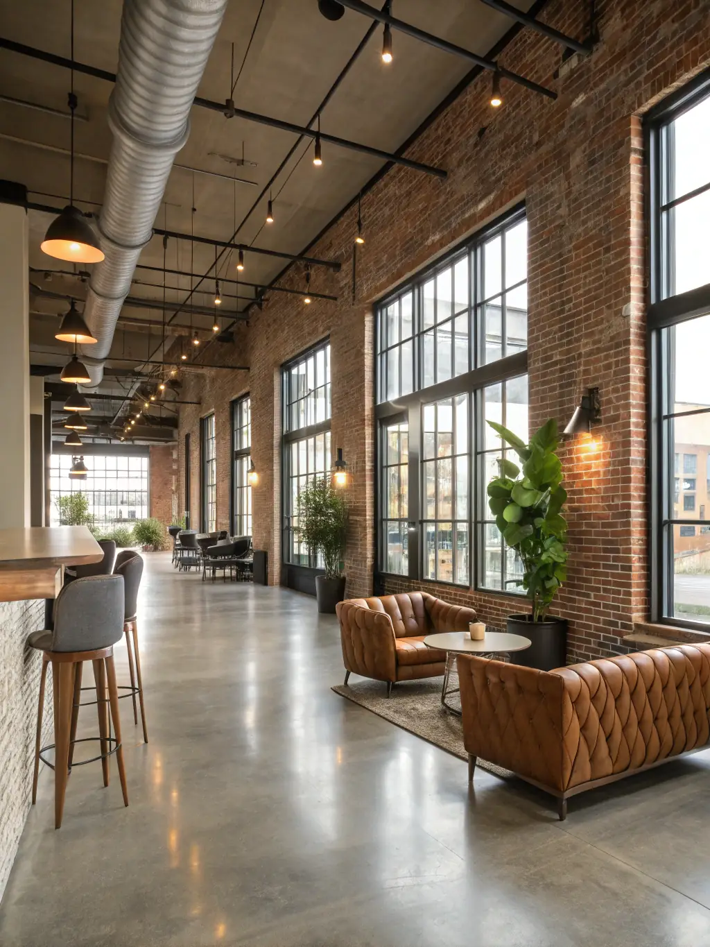 A minimalist, modern interior with clean lines, natural light, and innovative materials.